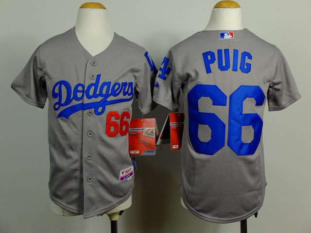Youth Los Angeles Dodgers #66 Puig Grey MLB Jerseys->youth mlb jersey->Youth Jersey